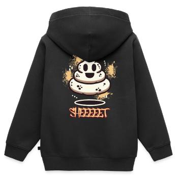 Drôle Caca Pile Fantôme Caca d’Halloween - Sweat Premium à capuche zippé enfant bio - noir - Dos - AI Model Kid Male (0cm)