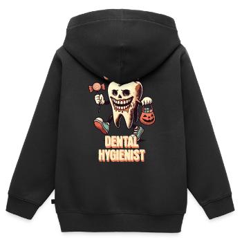 Aventure dentaire effrayante d’Halloween - Sweat Premium à capuche zippé enfant bio - noir - Dos - AI Model Kid Male (0cm)