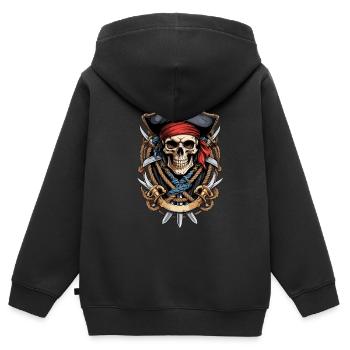 Lustiges Piraten Outfit Jolly Roger Design - Kinder Premium Organic Zip Hoodie - Schwarz - Hinten - AI Model Kid Male (0cm)