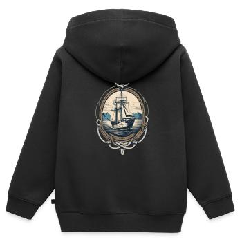 Entdecke Die Freiheit Auf Hoher See - Kinder Premium Organic Zip Hoodie - Schwarz - Hinten - AI Model Kid Male (0cm)