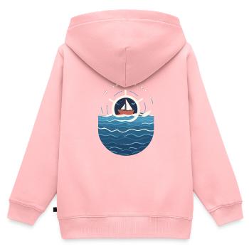 Kapitän Auf Hoher See Mit Bootsmotiv - Kinder Premium Organic Zip Hoodie - Rosa - Hinten - AI Model Kid Female (0cm)