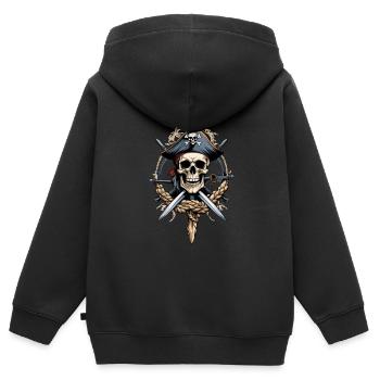 Piratenflaggen Skull Jolly Roger Pirat Kostüm - Kinder Premium Organic Zip Hoodie - Schwarz - Hinten - AI Model Kid Male (0cm)