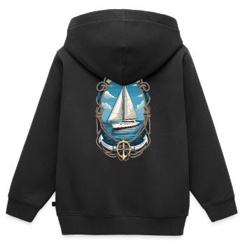 äSegelboot Abenteuer Auf Hoher See - Kinder Premium Organic Zip Hoodie - Schwarz - Hinten - AI Model Kid Male (0cm)