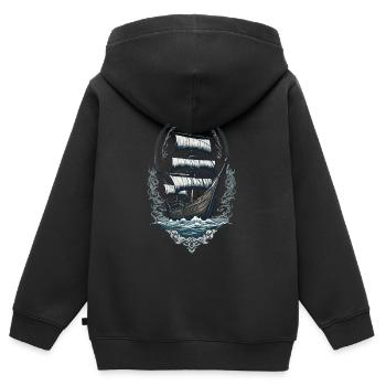 Historisches Segelschiff Abenteuer Auf Hoher See - Kinder Premium Organic Zip Hoodie - Schwarz - Hinten - AI Model Kid Male (0cm)