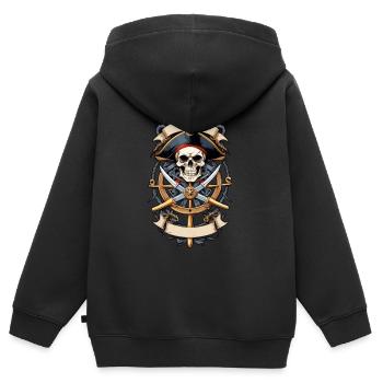Piratenflaggen Skull Jolly Roger Pirat Kostüm - Kinder Premium Organic Zip Hoodie - Schwarz - Hinten - AI Model Kid Male (0cm)