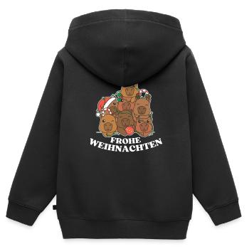 Frohe Weihnachten Capybara Heiligabend Capybaras - Kinder Premium Organic Zip Hoodie - Schwarz - Hinten - AI Model Kid Male (0cm)