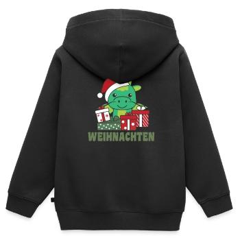 Joyeux Noël Dragon Veille de Noël Dragon - Sweat Premium à capuche zippé enfant bio - noir - Dos - AI Model Kid Male (0cm)