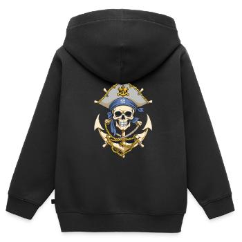Lustiges Piraten Outfit Jolly Roger Design - Kinder Premium Organic Zip Hoodie - Schwarz - Hinten - AI Model Kid Male (0cm)
