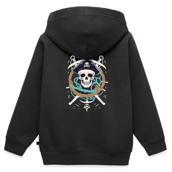 Lustiges Piraten Outfit Jolly Roger Design - Kinder Premium Organic Zip Hoodie - Schwarz - Hinten - AI Model Kid Male (0cm)