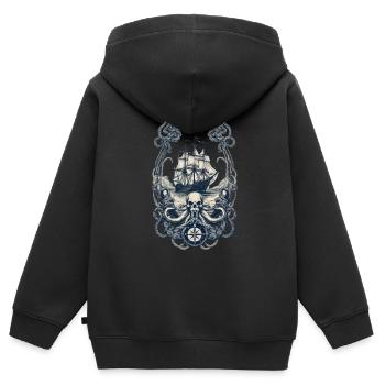Abenteuer Auf Hoher See Mit Piratenschiff - Kinder Premium Organic Zip Hoodie - Schwarz - Hinten - AI Model Kid Male (0cm)