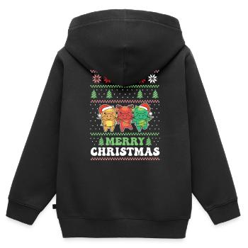 Joyeux Noël rétro moche dragon de Noël - Sweat Premium à capuche zippé enfant bio - noir - Dos - AI Model Kid Male (0cm)