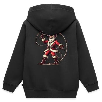 Cowboy Weihnachtsmann Lasso Abenteuer - Kinder Premium Organic Zip Hoodie - Schwarz - Hinten - AI Model Kid Male (0cm)