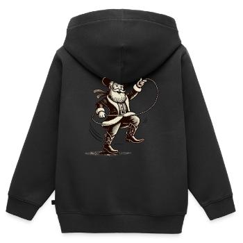 Cowboy Weihnachtsmann Lustig Lasso Weihnachten - Kinder Premium Organic Zip Hoodie - Schwarz - Hinten - AI Model Kid Male (0cm)