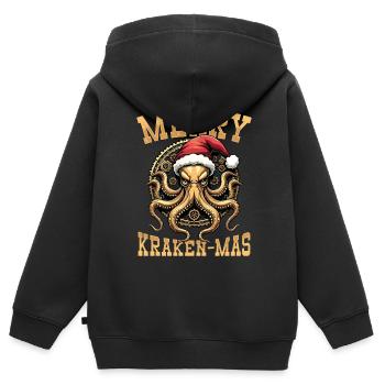 Merry Kraken-Mas Steampunk-weihnachten - Kinder Premium Organic Zip Hoodie - Schwarz - Hinten - AI Model Kid Male (0cm)
