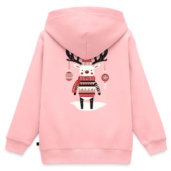 Noël Renne Cottagecore Nostalgie - Sweat Premium à capuche zippé enfant bio - rose - Dos - AI Model Kid Female (0cm)