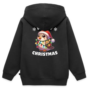 Weihnachten Lichterkette Turteltaube - Kinder Premium Organic Zip Hoodie - Schwarz - Hinten - AI Model Kid Male (0cm)