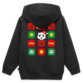 Panda mit Weihnachts-Apps, lustiger Hingucker. - Kinder Premium Organic Zip Hoodie - Schwarz - Hinten - AI Model Kid Male (0cm)