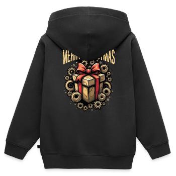 Merry Christmas Steampunk-weihnachten - Kinder Premium Organic Zip Hoodie - Schwarz - Hinten - AI Model Kid Male (0cm)