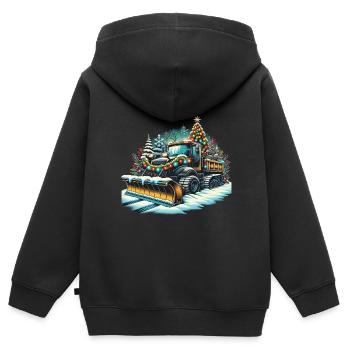 weihnachtlicher scWinter Weihnachten Schneeräummas - Kinder Premium Organic Zip Hoodie - Schwarz - Hinten - AI Model Kid Male (0cm)