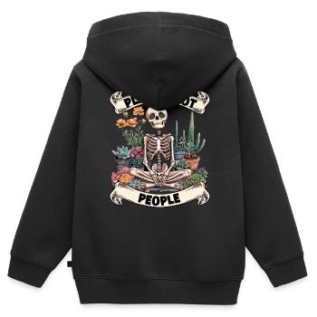 Pflanzenliebhaber Skelett Design Plants not people - Kinder Premium Organic Zip Hoodie - Schwarz - Hinten - AI Model Kid Male (0cm)