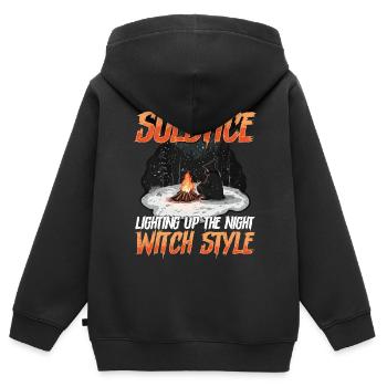 Le solstice illumine la nuit à la manière d’une sorcière - Sweat Premium à capuche zippé enfant bio - noir - Dos - AI Model Kid Male (0cm)