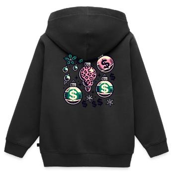 Weihnachtlicher Geldregen Dekor - Kinder Premium Organic Zip Hoodie - Schwarz - Hinten - AI Model Kid Male (0cm)