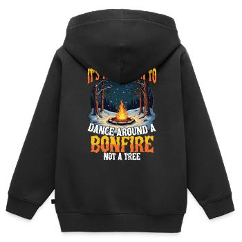 C’est le moment de l’année pour faire un feu de camp - Sweat Premium à capuche zippé enfant bio - noir - Dos - AI Model Kid Male (0cm)
