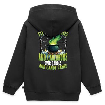 Ich Nehme Kerzen Und Kessel anstatt Zuckerstangen - Kinder Premium Organic Zip Hoodie - Schwarz - Hinten - AI Model Kid Male (0cm)