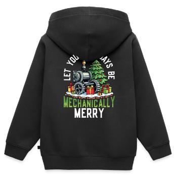 Mechanically Merry Steampunk Weihnachten - Kinder Premium Organic Zip Hoodie - Schwarz - Hinten - AI Model Kid Male (0cm)