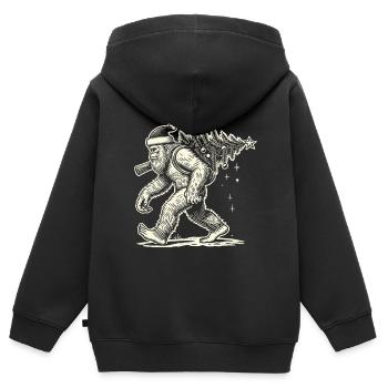 Weihnachtlicher Bigfoot Mit Tannenbaum - Kinder Premium Organic Zip Hoodie - Schwarz - Hinten - AI Model Kid Male (0cm)