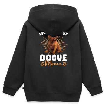 Dogue de Bordeaux Groovy Dogue Mom - Sweat Premium à capuche zippé enfant bio - noir - Dos - AI Model Kid Male (0cm)