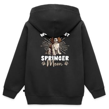 English Springer Spaniel Groovy Springer Mom - Kinder Premium Organic Zip Hoodie - Schwarz - Hinten - AI Model Kid Male (0cm)