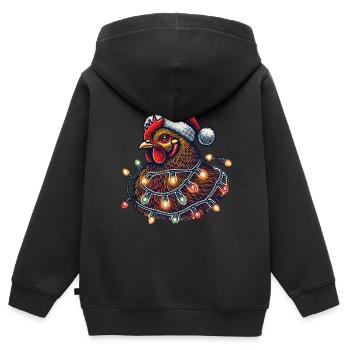 Weihnachtshuhn Mit Lichterkette - Kinder Premium Organic Zip Hoodie - Schwarz - Hinten - AI Model Kid Male (0cm)