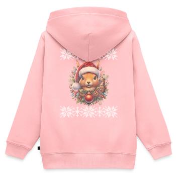Weihnachtliches Eichhörnchen Im Winterwald - Kinder Premium Organic Zip Hoodie - Rosa - Hinten - AI Model Kid Female (0cm)