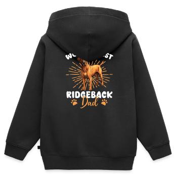 Rhodesian Ridgeback Groovy Ridgeback Dad - Sweat Premium à capuche zippé enfant bio - noir - Dos - AI Model Kid Male (0cm)