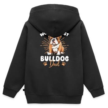Bulldog Dog Bulldog Dad - Kinder Premium Organic Zip Hoodie - Schwarz - Hinten - AI Model Kid Male (0cm)