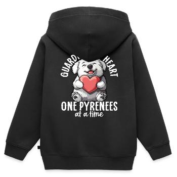 Chien de montagne des Pyrénées Chien des Grands Pyrénées Amour - Sweat Premium à capuche zippé enfant bio - noir - Dos - AI Model Kid Male (0cm)