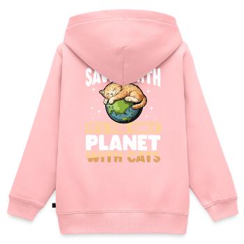 C’est la seule planète avec des chats Jour de la Terre - Sweat Premium à capuche zippé enfant bio - rose - Dos - AI Model Kid Female (0cm)