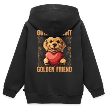 Golden Retriver Golden Heart Golden Friend - Kinder Premium Organic Zip Hoodie - Schwarz - Hinten - AI Model Kid Male (0cm)