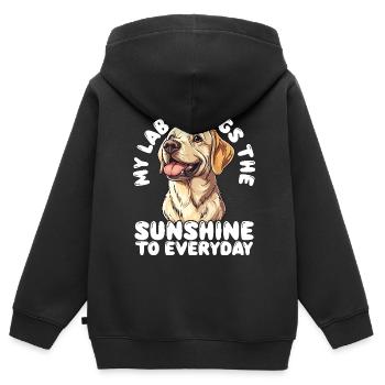 Labrador Retriever : Mon laboratoire apporte du soleil - Sweat Premium à capuche zippé enfant bio - noir - Dos - AI Model Kid Male (0cm)