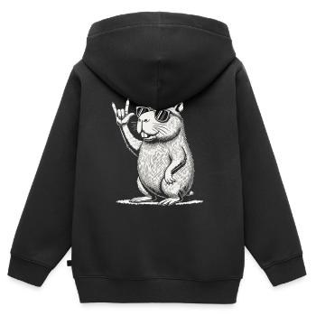 Rock Musik Festival Lustige Heavy Metal Capybara - Kinder Premium Organic Zip Hoodie - Schwarz - Hinten - AI Model Kid Male (0cm)