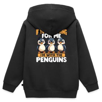 Wenn Du Mich Suchst, Bin Ich Bei Den Pinguinen - Kinder Premium Organic Zip Hoodie - Schwarz - Hinten - AI Model Kid Male (0cm)
