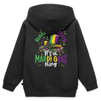 Perles et bling C’est un Mardi festif - Sweat Premium à capuche zippé enfant bio - noir - Dos - AI Model Kid Male (0cm)
