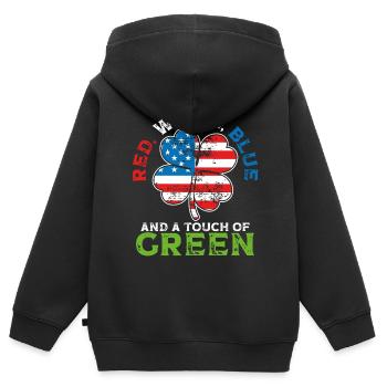 Red, white, blue and a hint of green, Irish - Kids Premium Organic Zip-up Hoodie - black - Back - AI Model Kid Male (0cm)