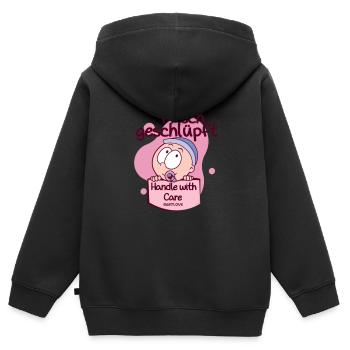 Baby Schwanger Kind Familie Mama Papa Geschenk - Kinder Premium Organic Zip Hoodie - Schwarz - Hinten - AI Model Kid Male (0cm)