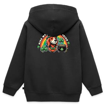 Kiss Me I'm Irish Hund St. Patrick's Day - Kinder Premium Organic Zip Hoodie - Schwarz - Hinten - AI Model Kid Male (0cm)