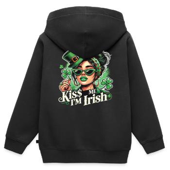 Kiss Me I'm Irish St. Patrick's Day Charme - Kinder Premium Organic Zip Hoodie - Schwarz - Hinten - AI Model Kid Male (0cm)