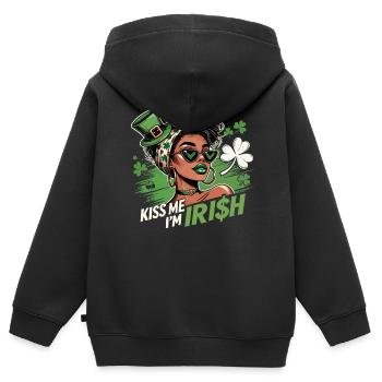St. Patrick's Day Kiss Me I'm Irish Design - Kinder Premium Organic Zip Hoodie - Schwarz - Hinten - AI Model Kid Male (0cm)