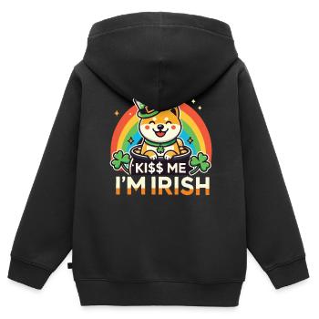 Kiss Me I'm Irish St. Patrick's Day Hund - Kinder Premium Organic Zip Hoodie - Schwarz - Hinten - AI Model Kid Male (0cm)