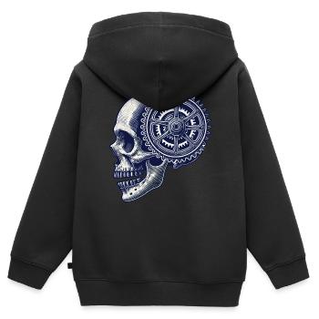 Fahrrad Schädel Getriebe Radsport Kunstwerk - Kinder Premium Organic Zip Hoodie - Schwarz - Hinten - AI Model Kid Male (0cm)